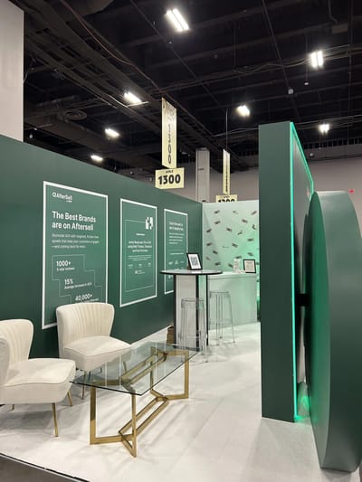 The AfterSell vault door and walk-through arch, edged in green LED