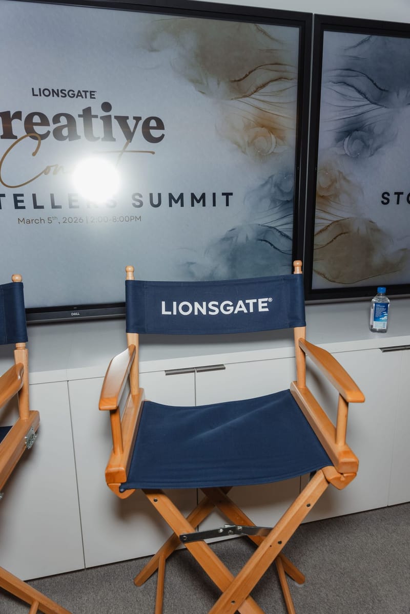 Director's chair with a navy Lionsgate backrest